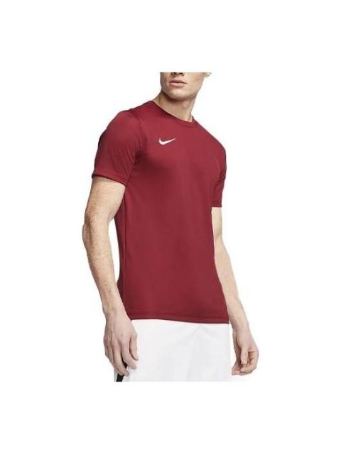 Nike Men's Nike Dri-FIT Logo Printing Round Neck Pullover Short Sleeve Us Edition Wine Red T-Shirt BV6708