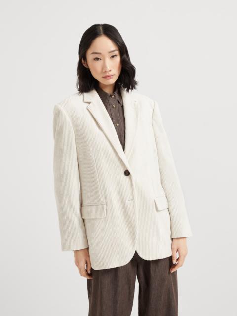 Fluid corduroy blazer with monili