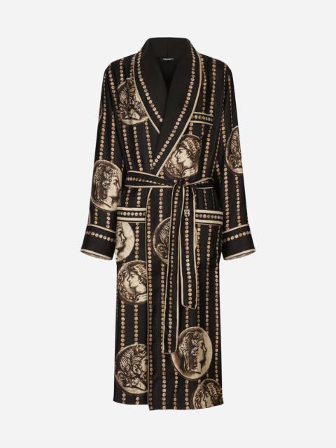 Dolce & Gabbana Coin print silk twill robe