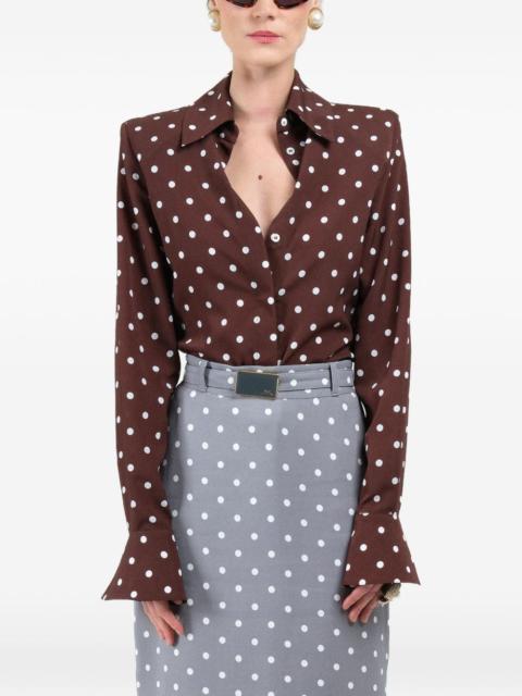 ROWEN ROSE polka-dot signature shirt