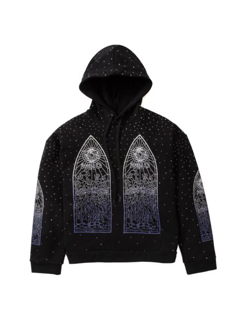 WHO DECIDES WAR RHINESTONE HOODED PULLOVER