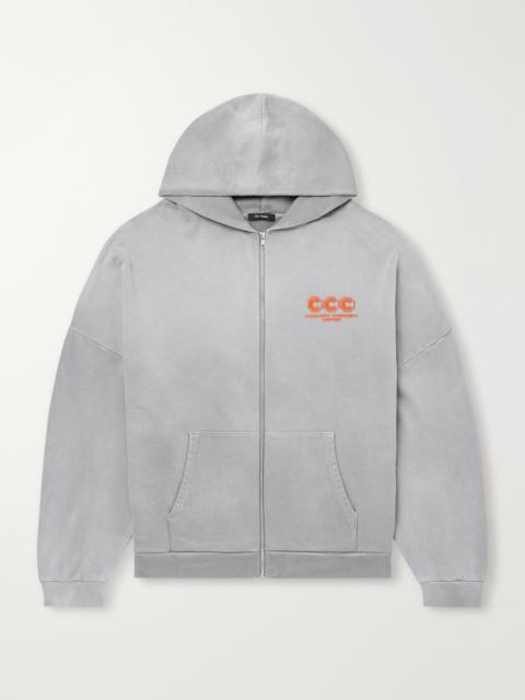WILLY CHAVARRIA Logo-Embroidered Cotton-Jersey Zip-Up Hoodie