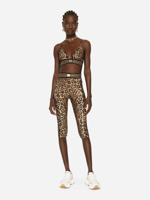 Dolce & Gabbana Leopard-print spandex/jersey cycling shorts