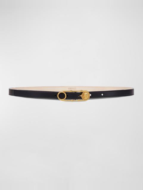 VERSACE Medusa Safety Pin Leather Belt