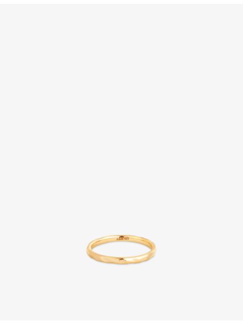 ASTRID & MIYU Molten Textured Rhodium-Plated Sterling-Silver Band Ring