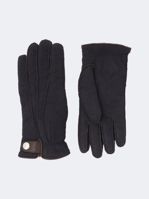 Brunello Cucinelli Leather-trimmed shearling gloves