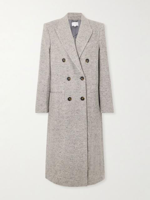 Stella McCartney Double-breasted herringbone wool and silk-blend coat Gray
