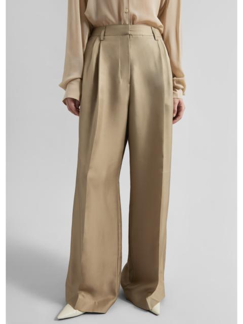 The Frankie Shop Marfa Pleated Silk Trousers - Beige