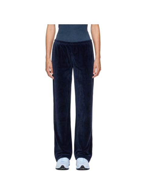 Sporty & Rich Navy Signature Logo Krystal Track Pants