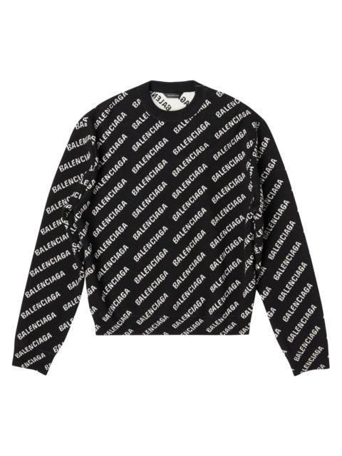 BALENCIAGA Women's Mini Allover Logo Sweater - Black White
