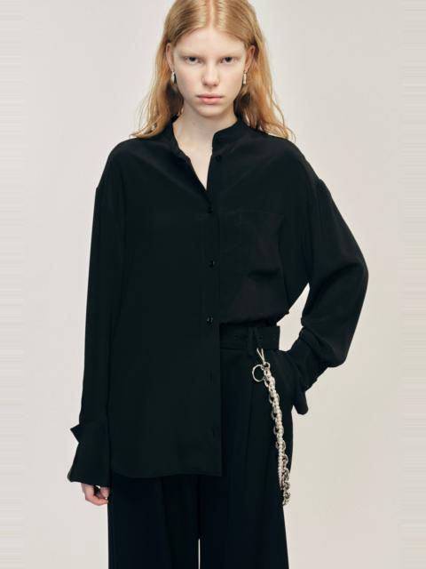 Collarless Elongated Cuff Shirt