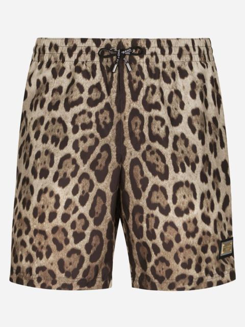 Dolce & Gabbana Mid-length swim trunks with leopard print