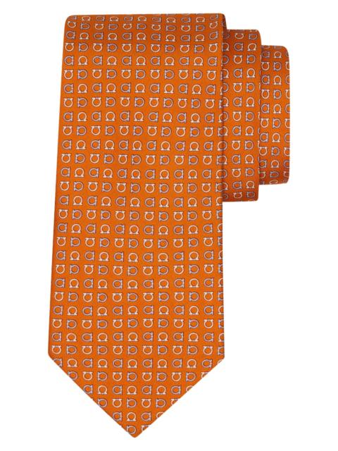 FERRAGAMO Men's Gancini Two-Tone Silk Tie - Arancio