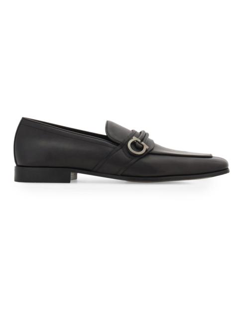 FERRAGAMO Men's Saddlevit Gancini Leather Loafers - Nero