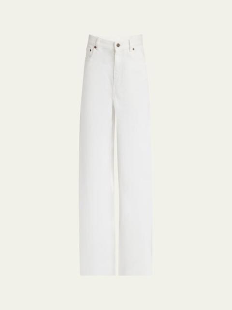Chloé High-Rise White Denim Wide-Leg Palazzo Pants