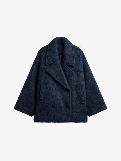 The Frankie Shop Odeone Brushed Wool Peacoat - Navy Melange