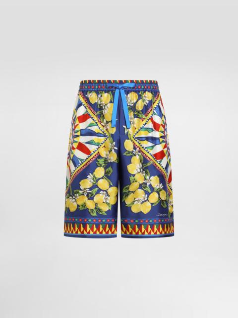 Dolce & Gabbana Carretto-print silk twill bermuda