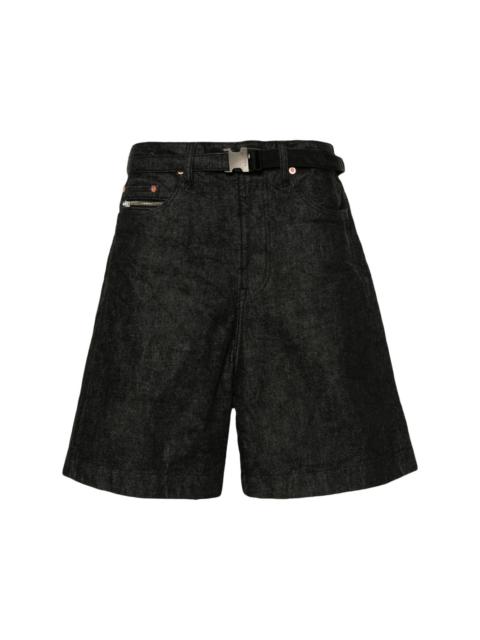 sacai belted denim shorts