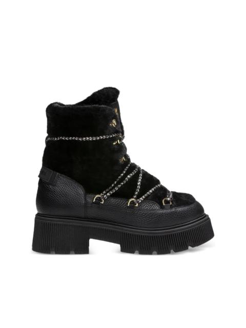 BOGNER fur trim lace-up boots