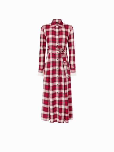 PINKO LONG SHIRT DRESS WITH CHECK PATTERN AND BELT