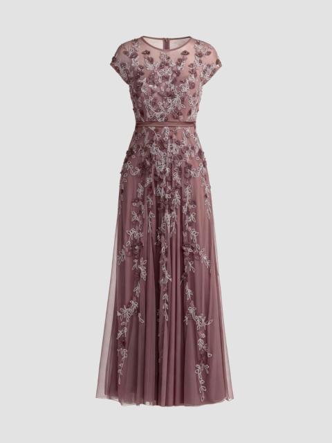 MAC DUGGAL Women's Evening Floral-Embroidered Mesh Gown - Heather