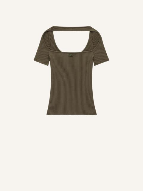 courrèges HYPERBOLE SS RIB KNIT SWEATER