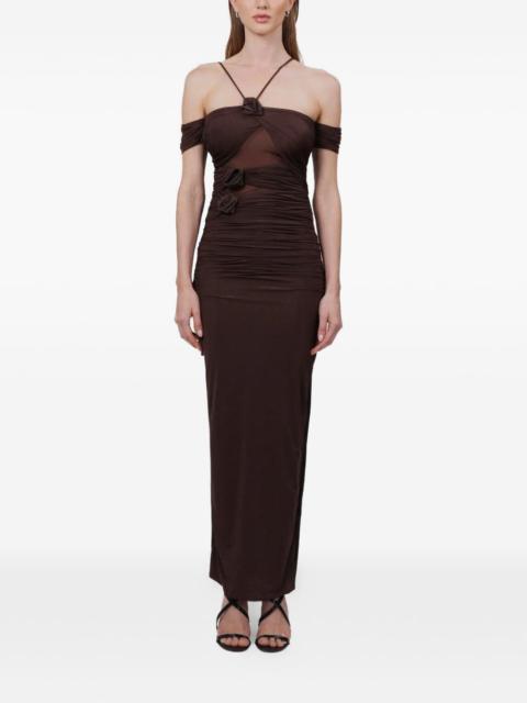 MAYGEL CORONEL ruched floral-detail midi dress