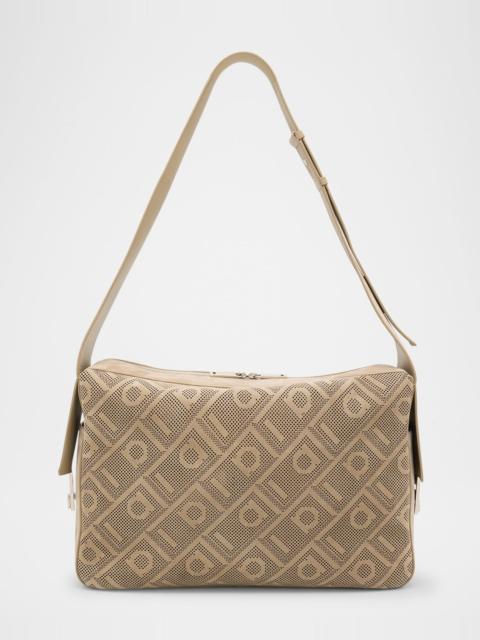 FERRAGAMO Men's Twins Perforated Leather Crossbody Bag