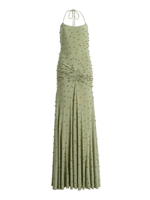 SIEDRÉS Nensi Embellished Jersey Maxi Dress green