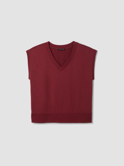 EILEEN FISHER Garment-Dyed Organic Cotton Terry V-Neck Top