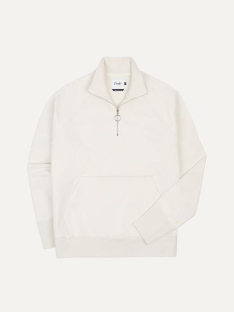 Drake's Ecru Cotton Quarter Zip Sweatshirt