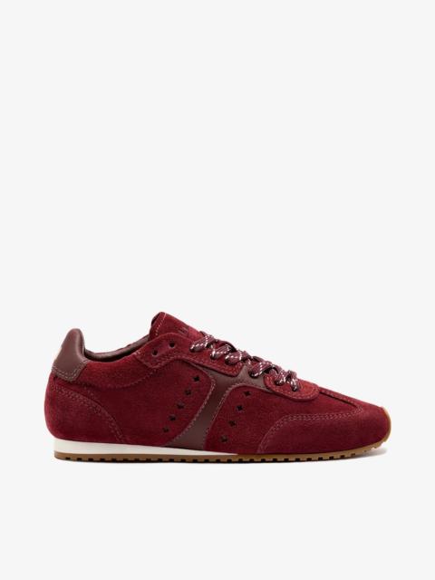 Larroudé Stella Sneaker In Burgundy Suede