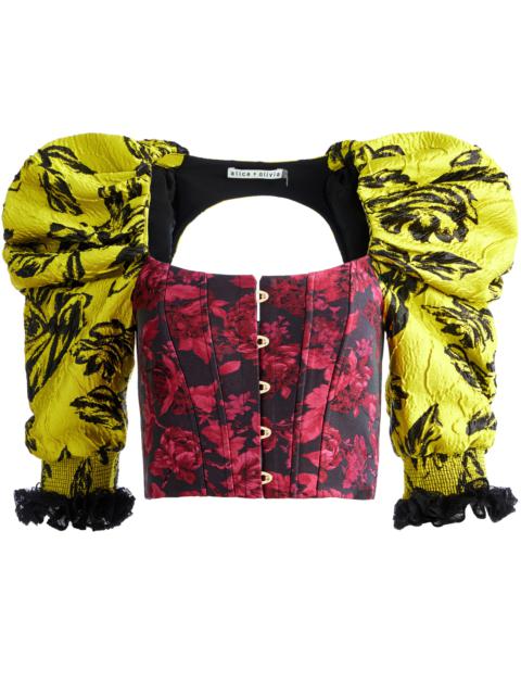 Alice + Olivia FANTASIA PLEATED SLEEVE BUSTIER