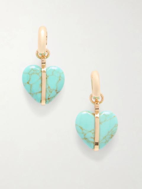 ROXANNE ASSOULIN The Stone Mini Heart Gold-tone And Turquoise Earrings