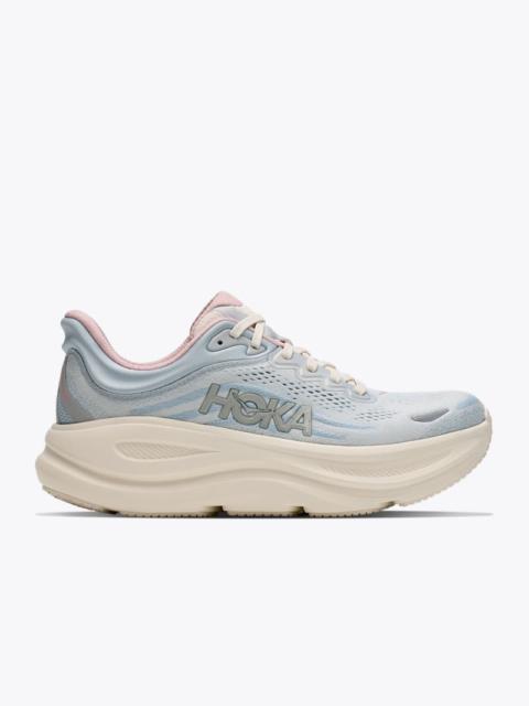HOKA Women's Bondi 9 Shoes in Alabaster/Mineral Blue