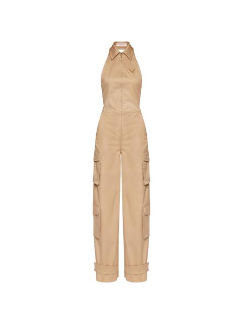 Valentino stretch-cotton open-back cargo jumpsuit