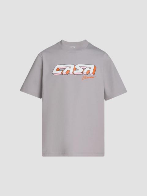 CASABLANCA Men's Casa Racing 3D Printed Cotton Crewneck T-Shirt - Grey