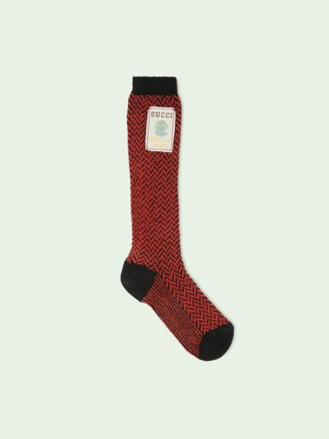 GUCCI Nylon herringbone socks with label