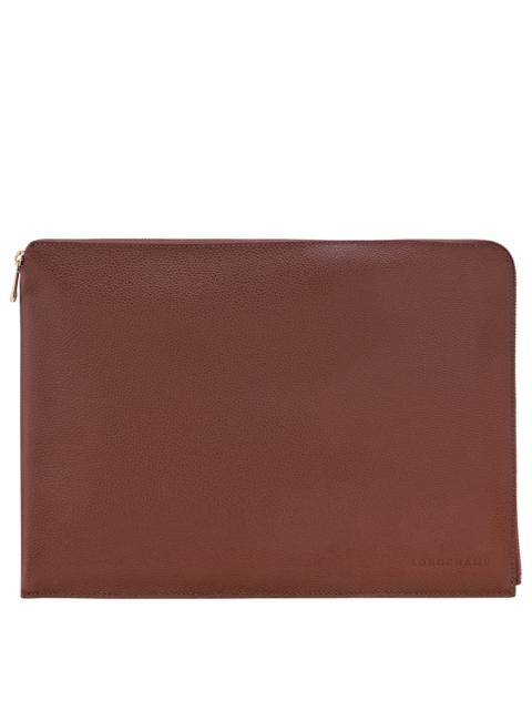 Longchamp Le Foulonné Laptop case Coffee - Leather