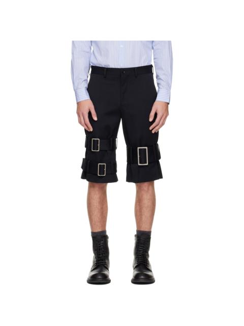 Comme des Garçons Homme Plus Black Wool Cotton Black Satin Shorts
