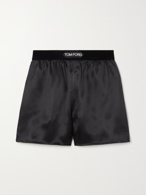 TOM FORD Velvet-trimmed Stretch-silk Shorts