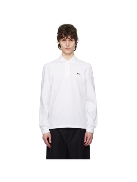 LACOSTE White Classic Fit Long Sleeve Polo