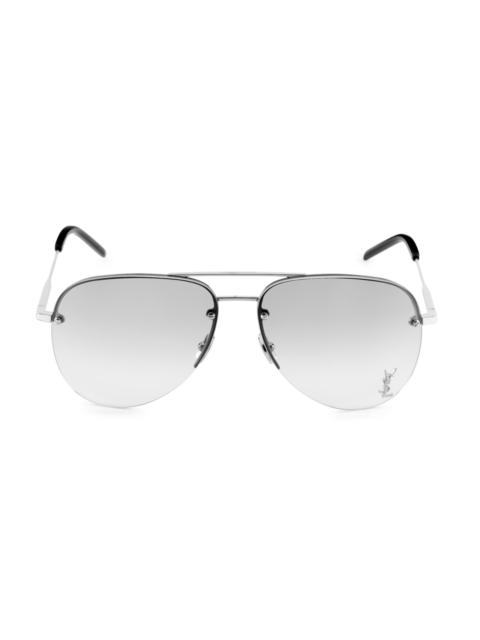 SAINT LAURENT Men's Monogram Classic 59MM Pilot Sunglasses - Silver