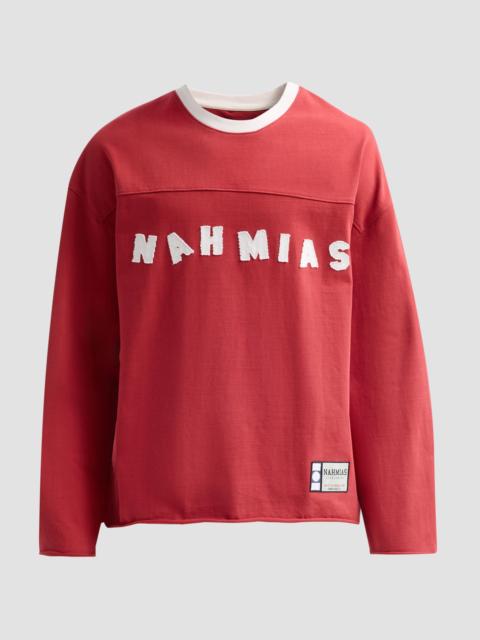NAHMIAS Men's Daydreaming Varsity Logo Long-Sleeve Shirt - Ruby