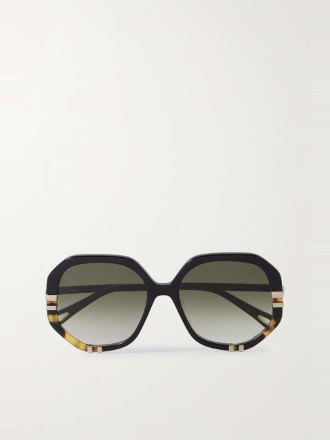 Chloé West oversized square-frame tortoiseshell acetate sunglasses