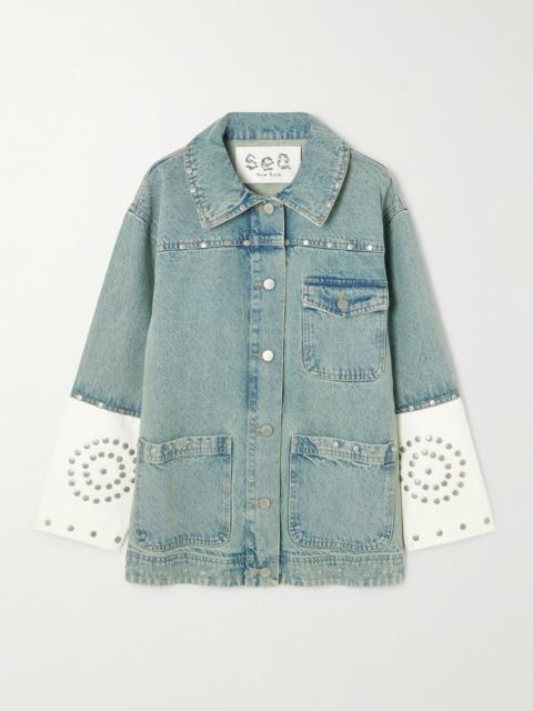 Sea Liam Studded Two-tone Denim Jacket