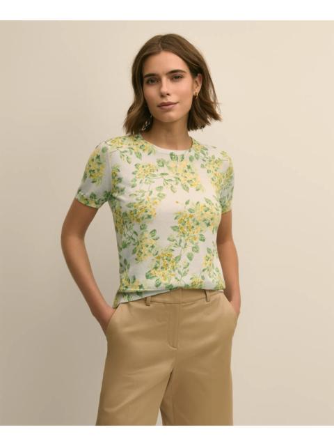 Brooks Brothers Cotton Floral Short-Sleeve Shell Sweater