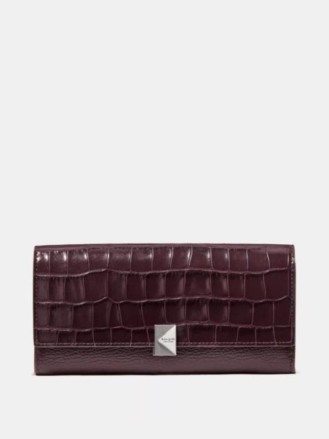 kate spade Deco Croc Embossed Large Flap Wallet