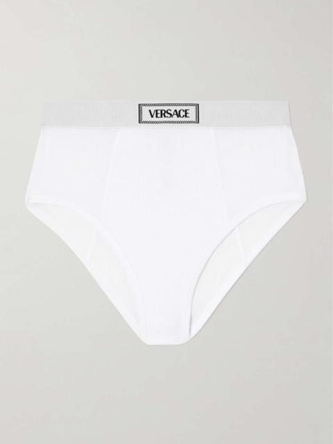 VERSACE Ribbed stretch-cotton briefs