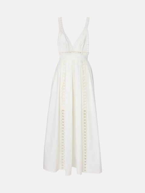 ELIE SAAB Embroidered cotton-blend midi dress